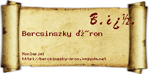 Bercsinszky Áron névjegykártya